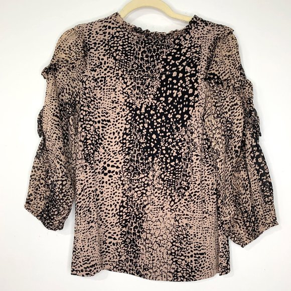 ANTHROPOLOGIE MAEVE Jacquin Animal Print Peasant Blouse Sz‎ XS - Picture 7 of 10